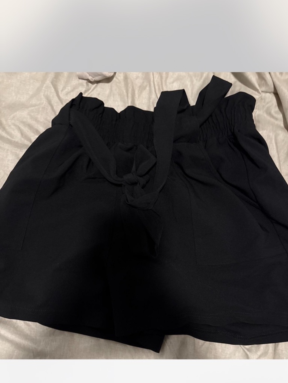 Grace Karin Black High-Waist Paperbag Shorts with Tie